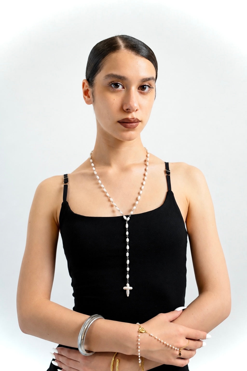 Pearl rosary necklace