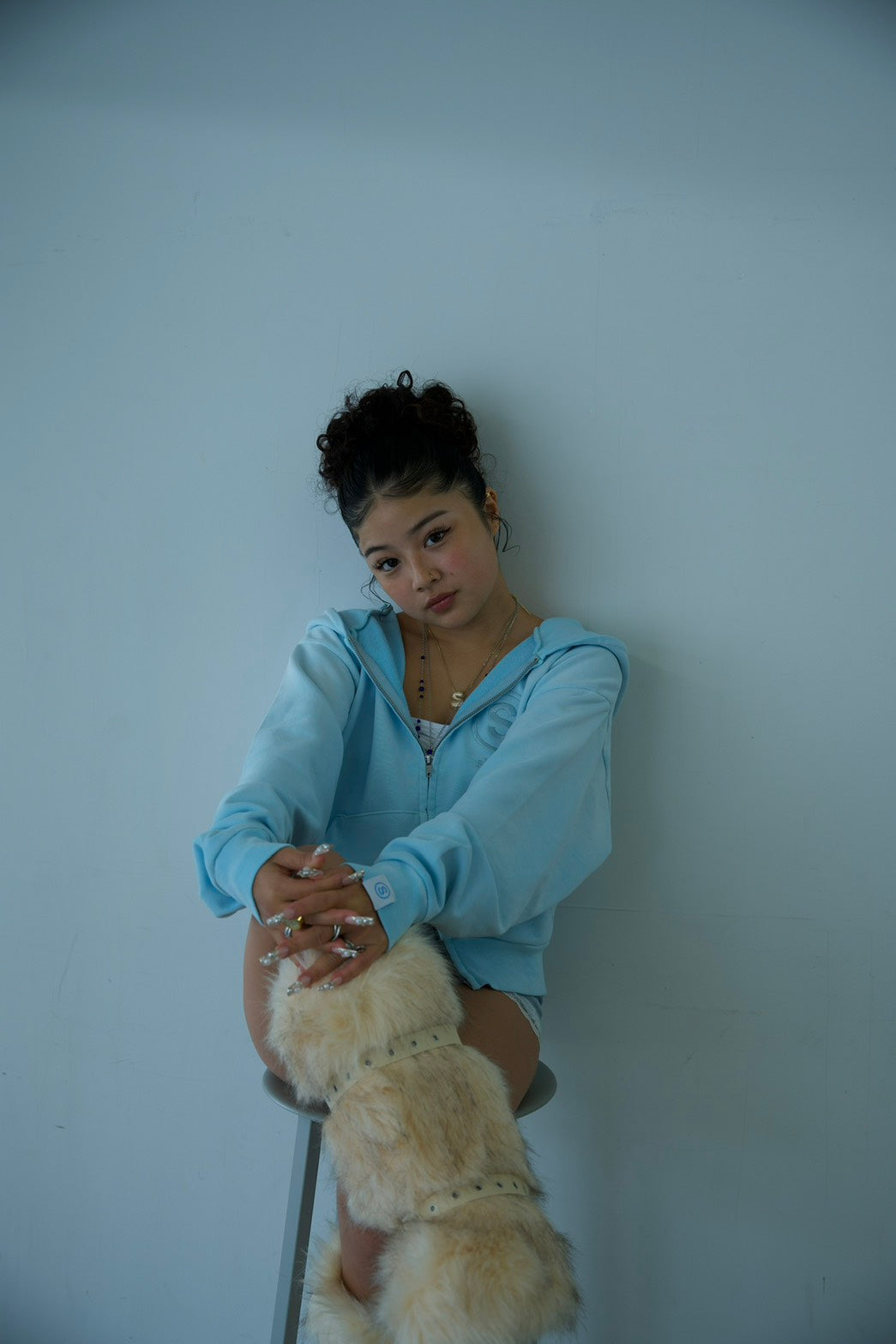 Chalky zip hoodie BABY BLUE