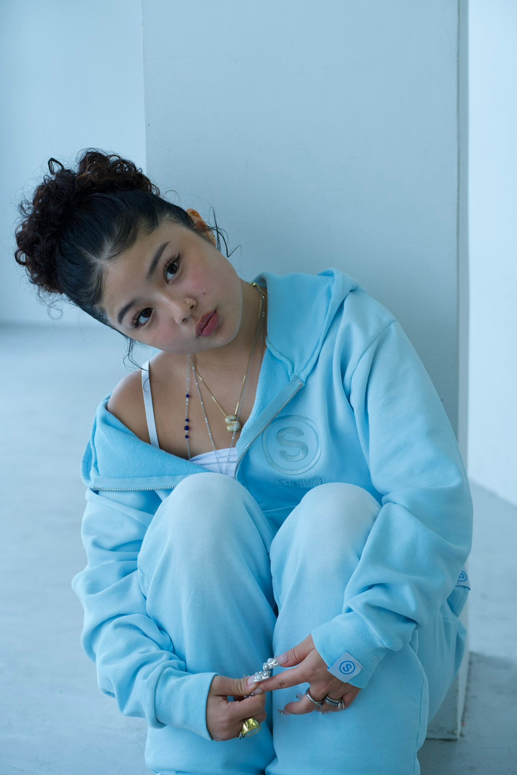 Chalky zip hoodie BABY BLUE